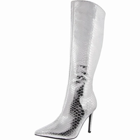 Rajel Womens Snake Print Faux Leather Knee-High Boots Discount Boots for Women
