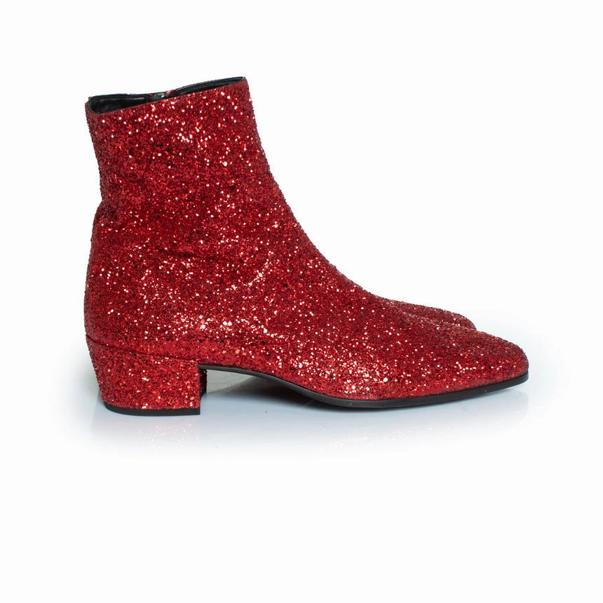 Red glitter Caleb zippered boots