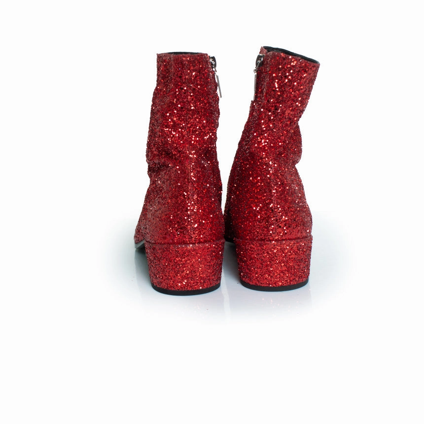 Red glitter Caleb zippered boots