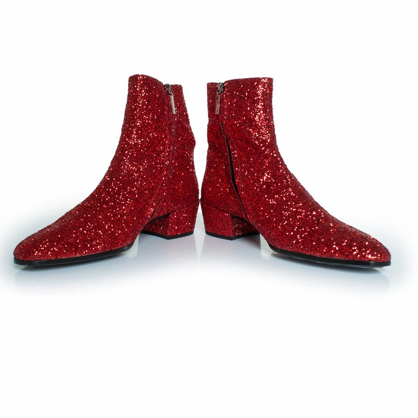 Red glitter Caleb zippered boots