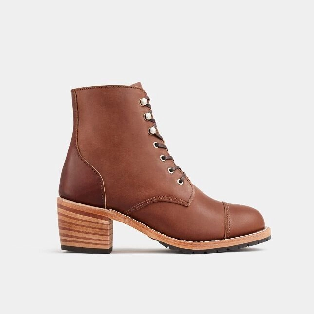 Red Wing Heritage Eileen 3399 Boots Women's Brown Leather Toe Cap Block Heel