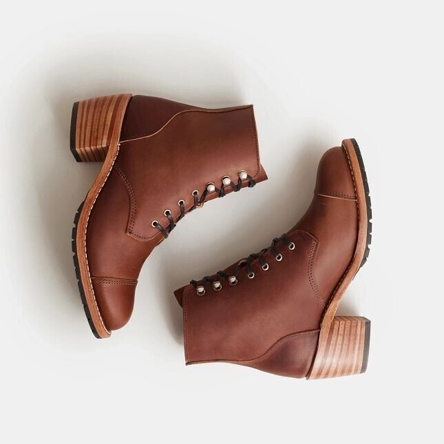 Red Wing Heritage Eileen 3399 Boots Women's Brown Leather Toe Cap Block Heel