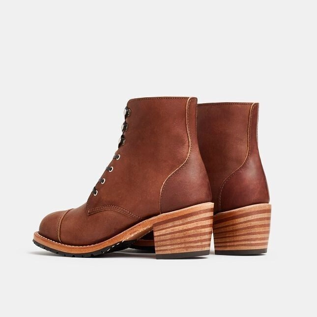 Red Wing Heritage Eileen 3399 Boots Women's Brown Leather Toe Cap Block Heel
