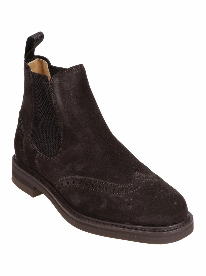 Refined Dark Peat Suede Ankle Boots