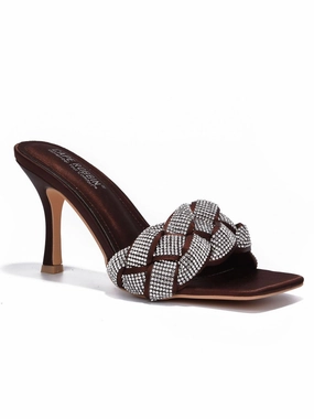 Rewind Womens Satin Embellished Heels Stylish Womens Sandals for less