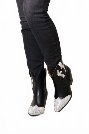 Rhinestone Pointed Boots In Black Womens Boot Deals Today