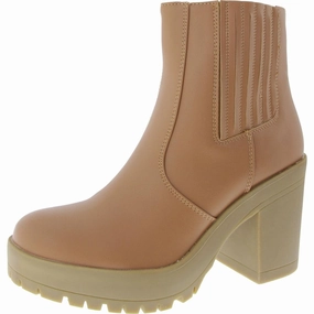 Riplee Womens Faux Leather Block Heel Chelsea Boots Cheap Womens Leather Boots