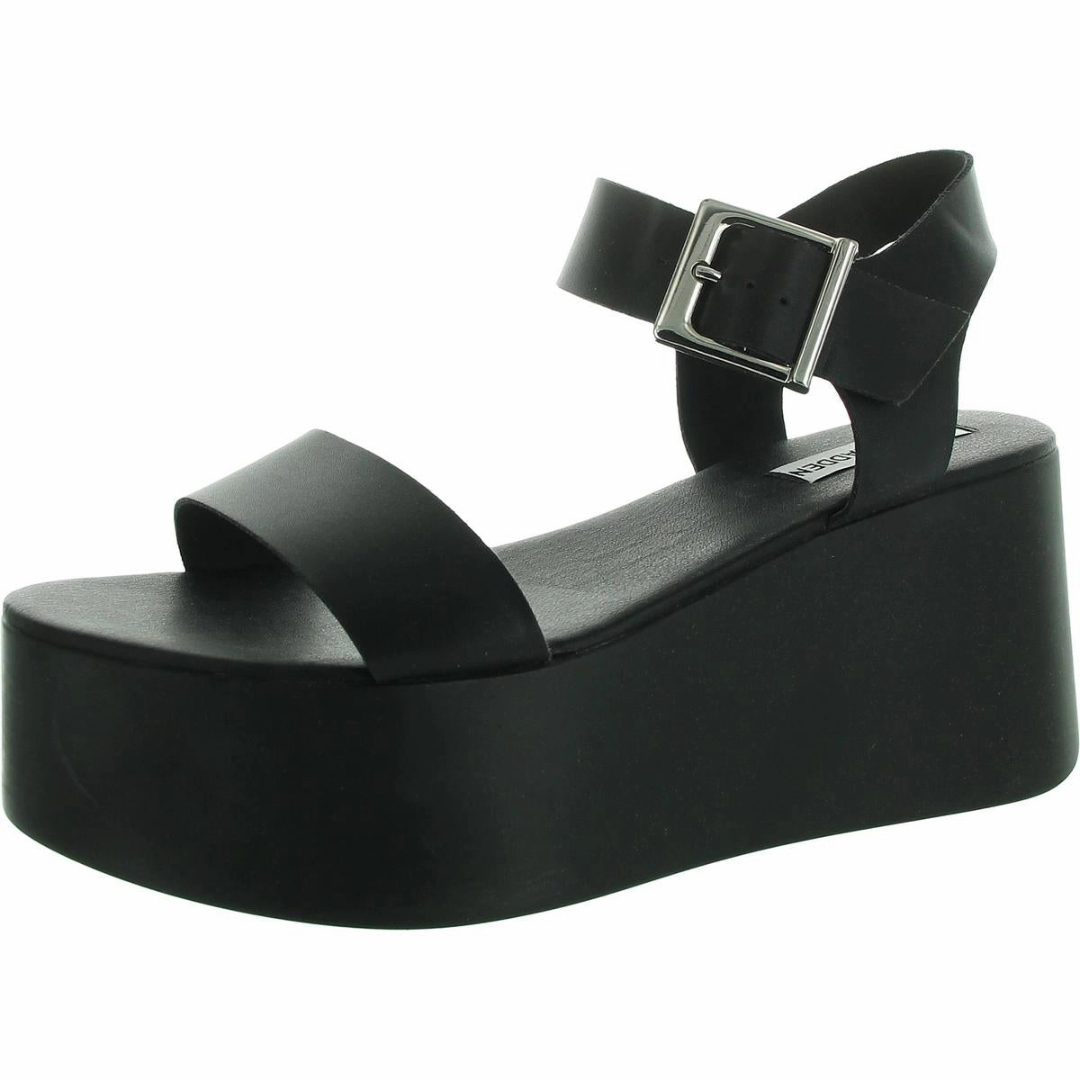 Ripley Womens Buckle Faux Leather Platform Sandals