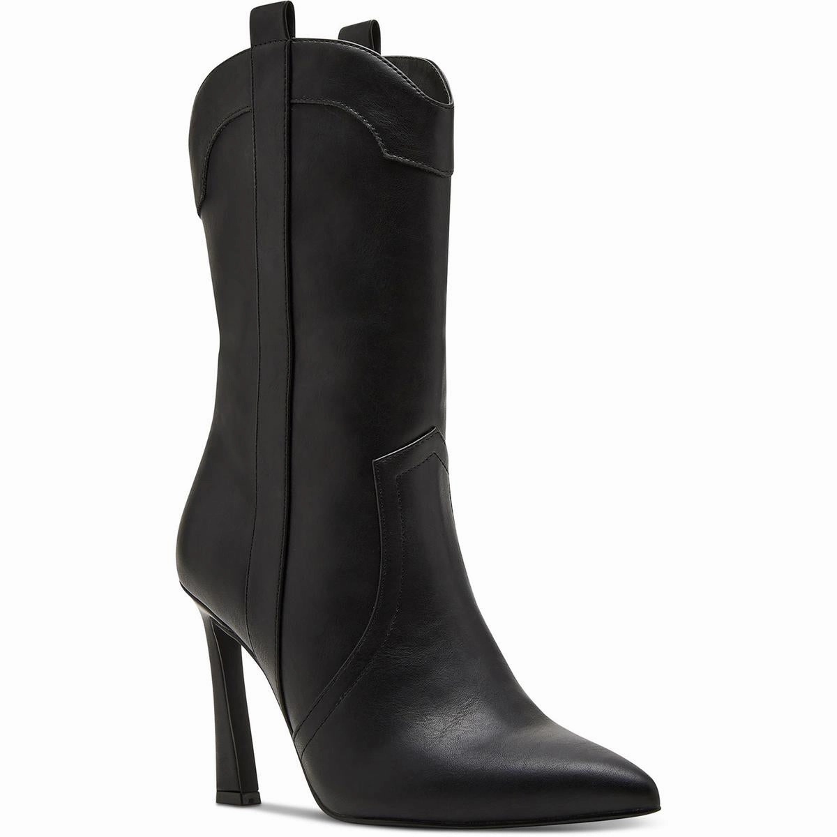 River  Womens Solid Faux Leather Mid-Calf Boots