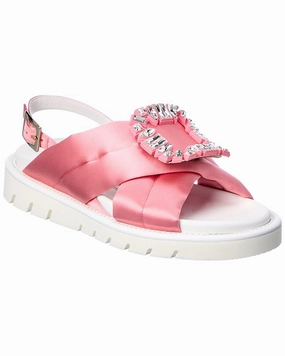 Roger Vivier Viv' Winter Puffy Strass Buckle Satin Sandal Fashion Womens Sandals online shop