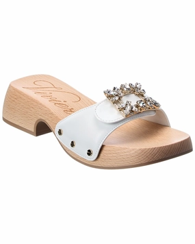 Roger Vivier Viv Leather Clog Casual Womens Sandals on sale