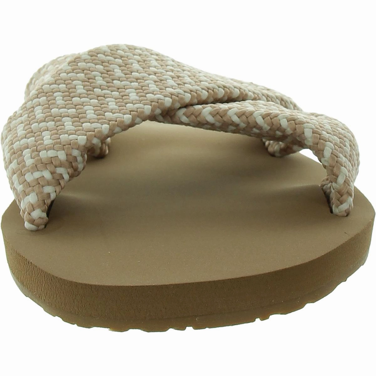 Roselani Womens Faux Leather Criss Cross Slide Sandals