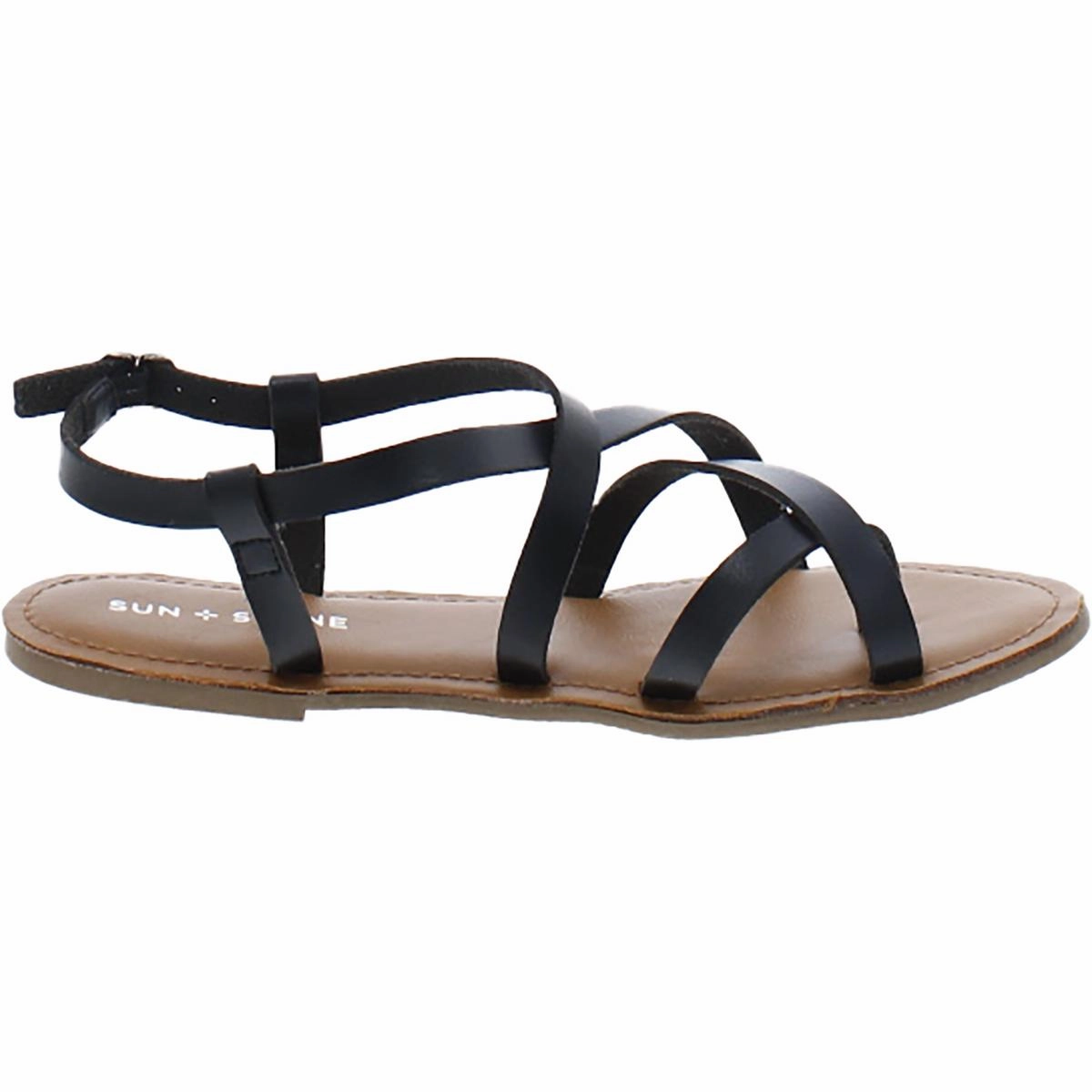 Roxxie  Womens Faux Leather Open Toe Strappy Sandals