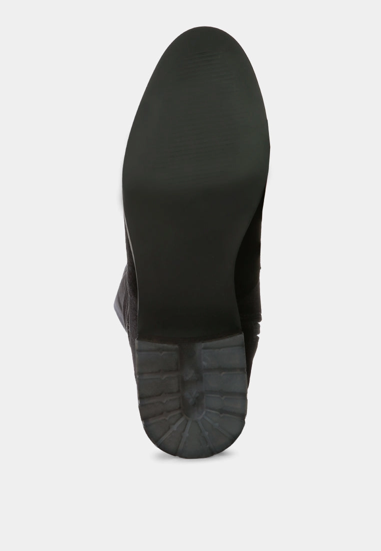 rumple velvet over the knee clear heel boots
