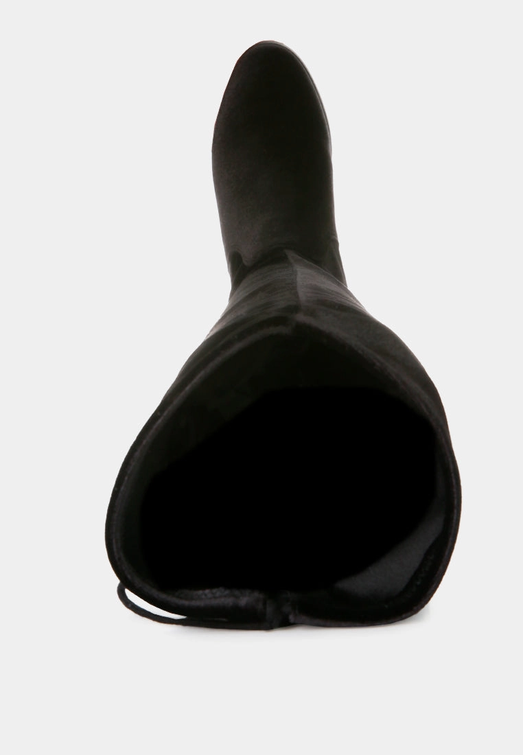 rumple velvet over the knee clear heel boots