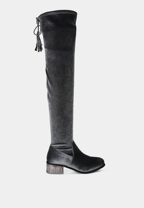 rumple velvet over the knee clear heel boots Womens Casual Boots clearance