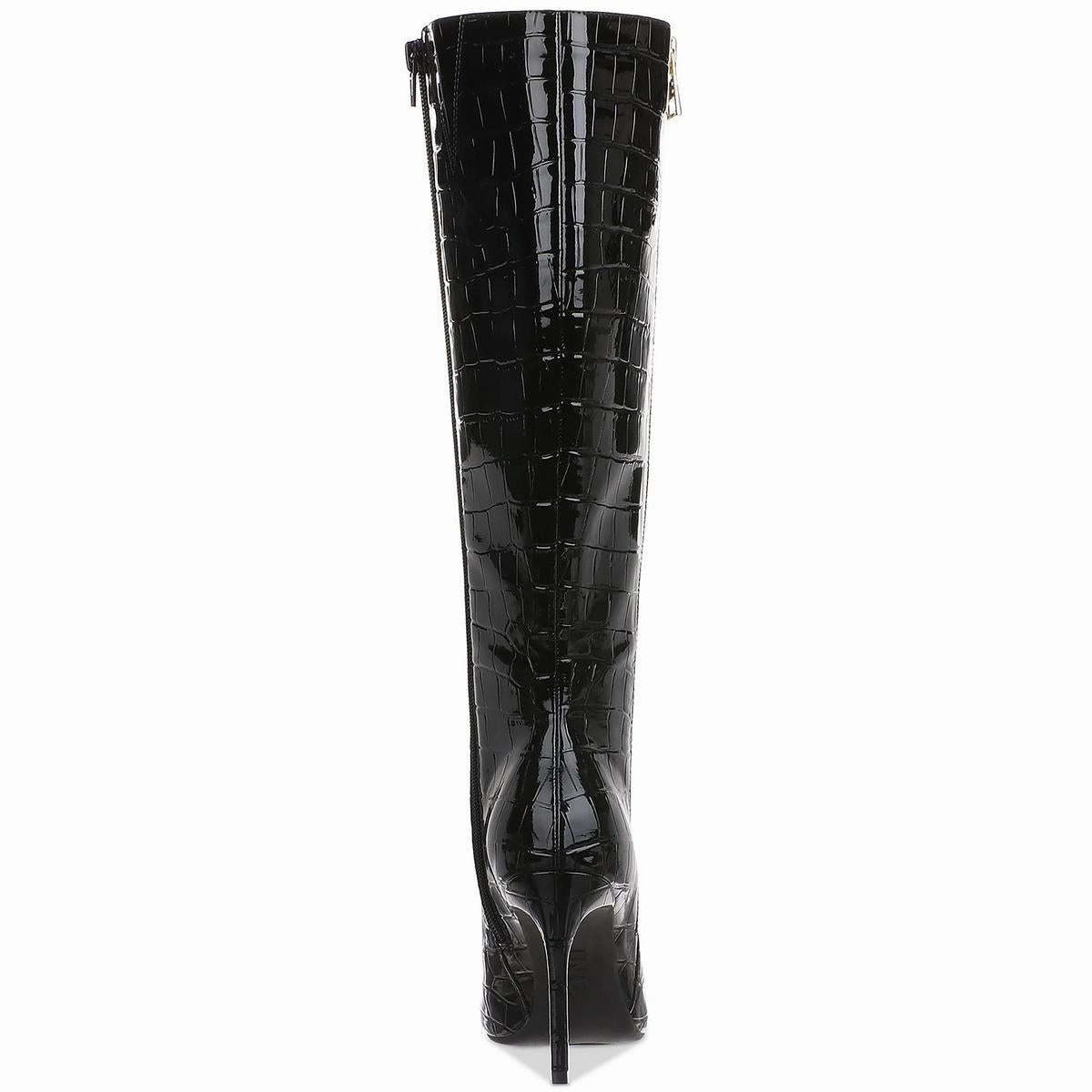 Sabrinaap Womens Double Zipper Leather Knee-High Boots