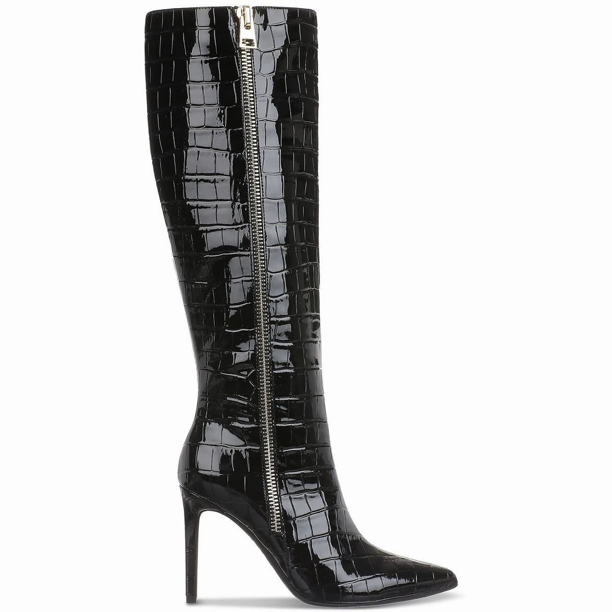 Sabrinaap Womens Double Zipper Leather Knee-High Boots