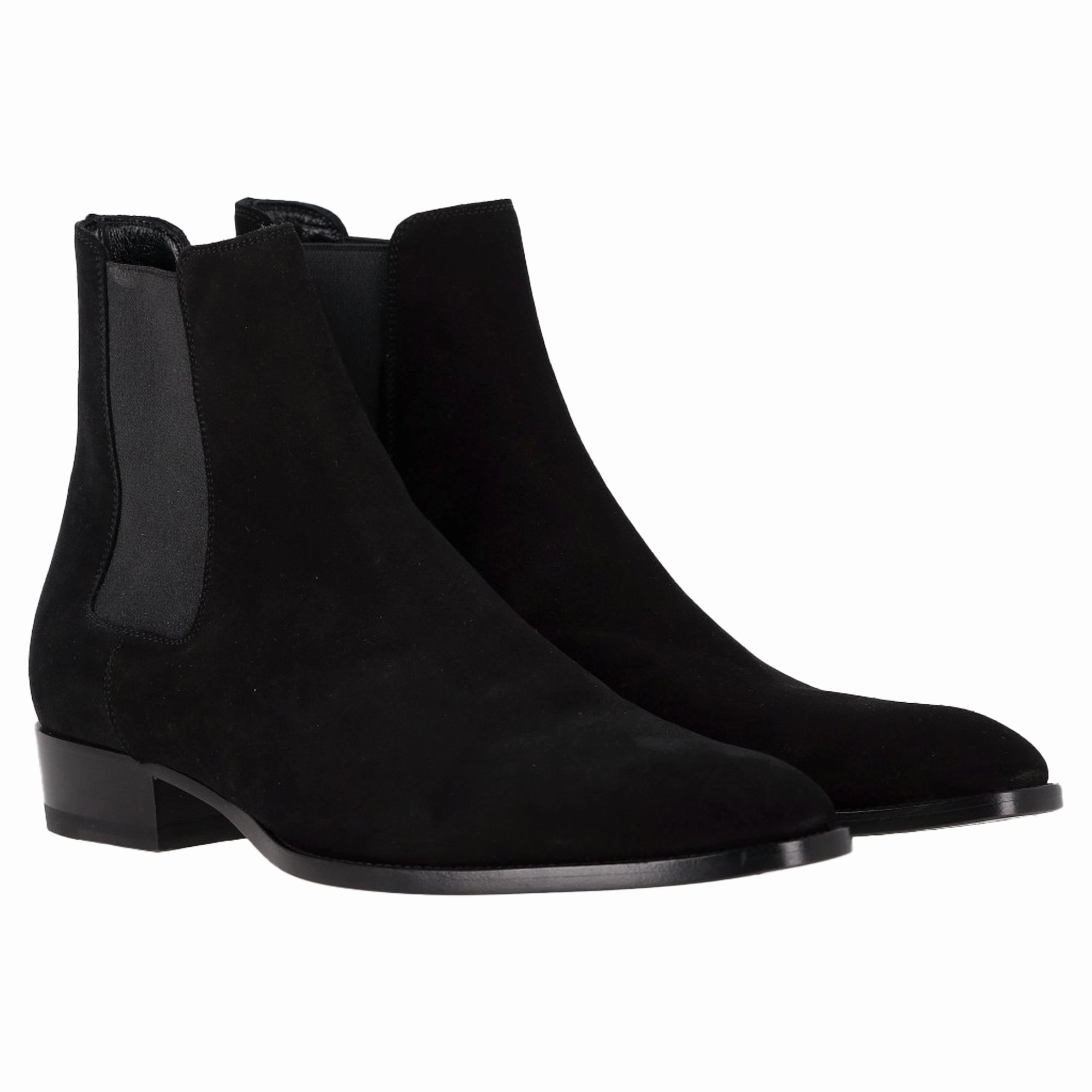 Saint Laurent Wyatt Chelsea Boots in Black Suede