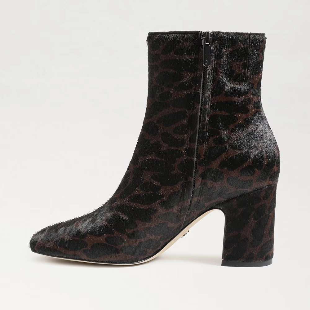 Sam Edelman Fawn Boot Womens' US 7 Brown Leather Block Heel Ankle Booties KHD568