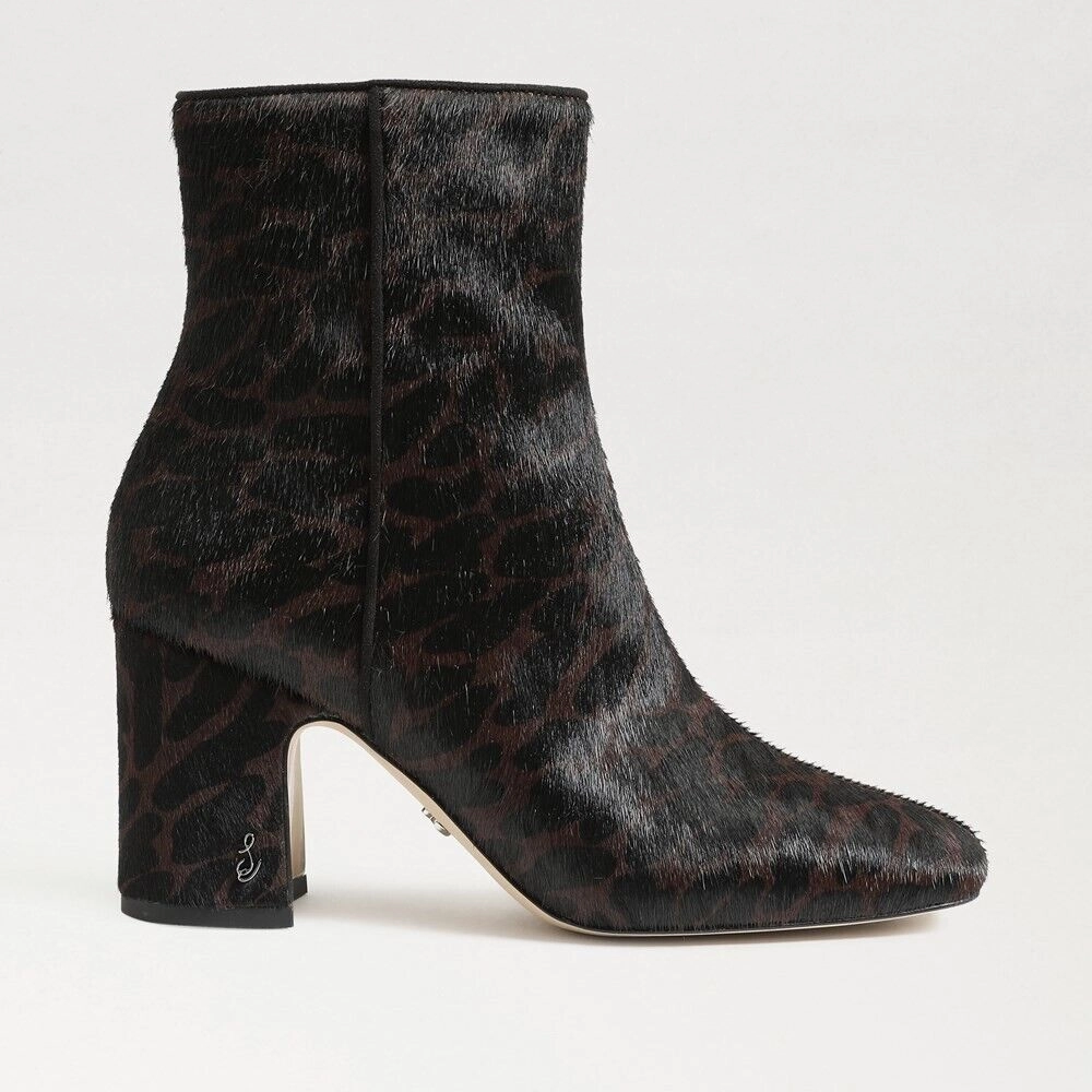 Sam Edelman Fawn Boot Womens' US 7 Brown Leather Block Heel Ankle Booties KHD568