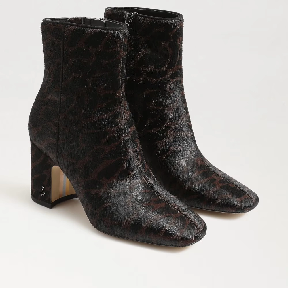 Sam Edelman Fawn Boot Womens' US 7 Brown Leather Block Heel Ankle Booties KHD568 Top-rated Womens Boots outlet