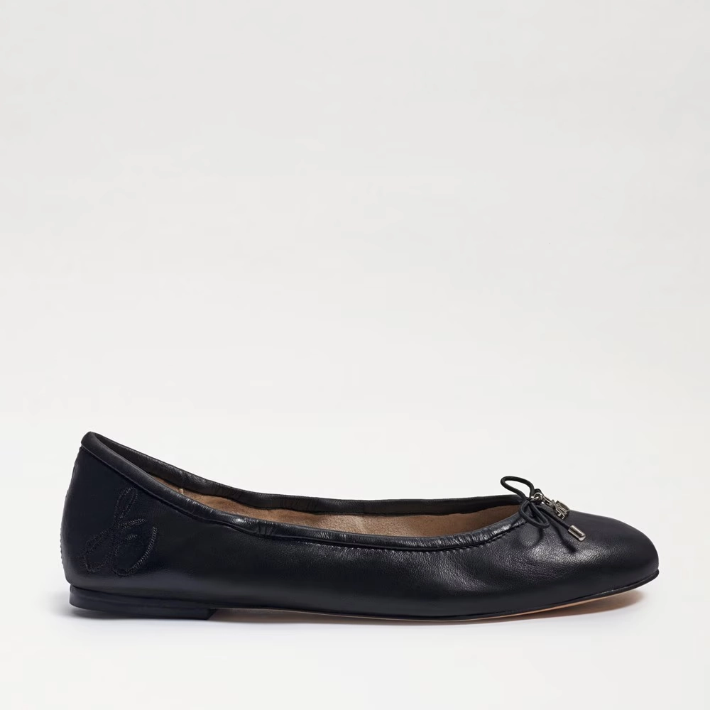 Sam Edelman Felicia Ballet Flat Girls Size 13 Black Leather Slip on Shoes ZPO673 (Black,13)