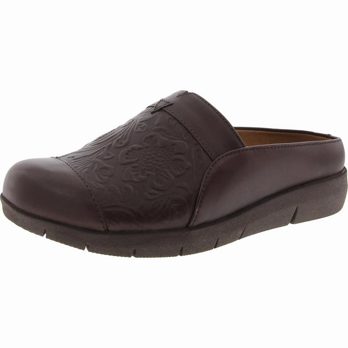 San Marcos Womens Leather Removable Insole Slide Sandals