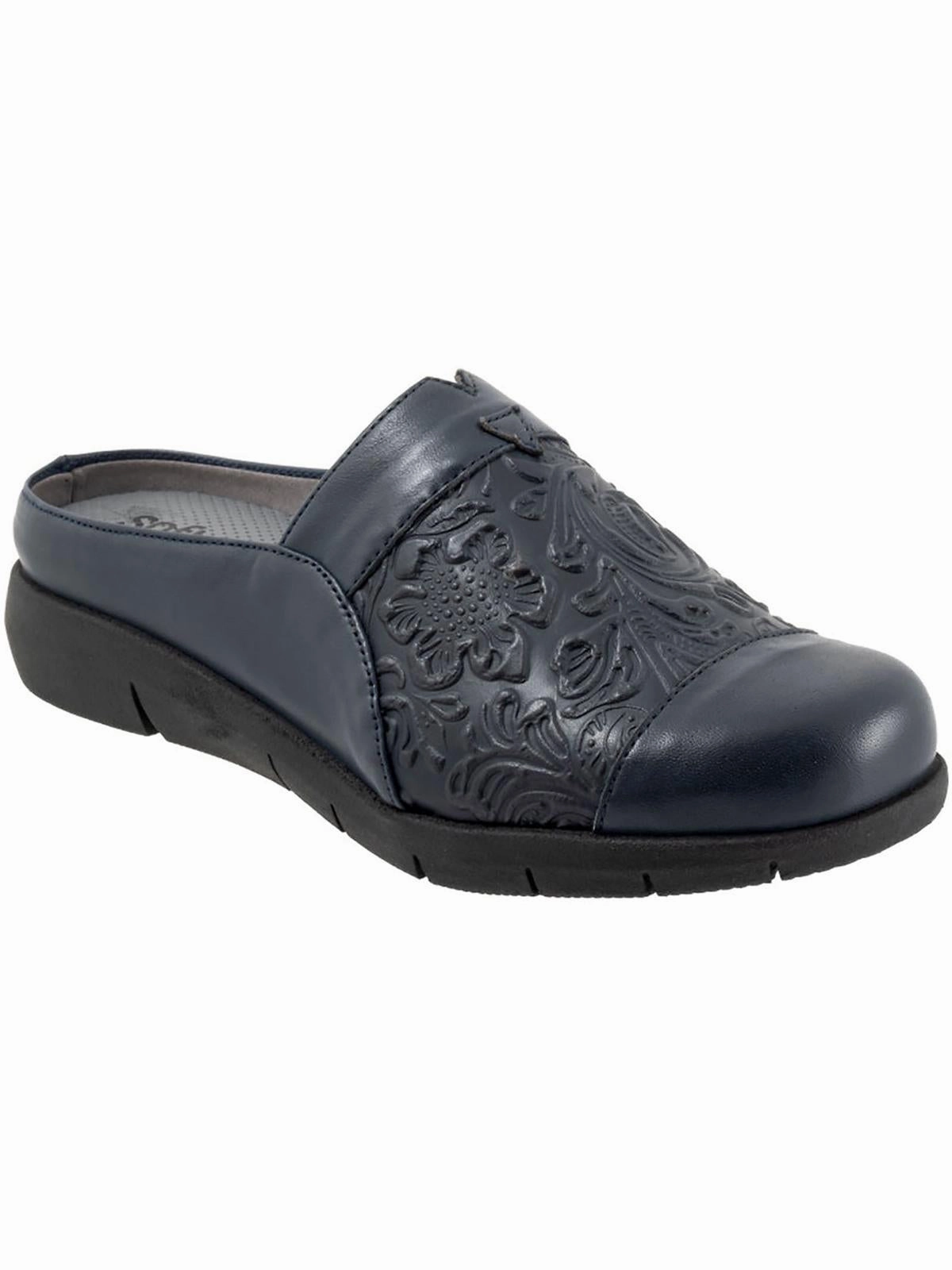 San Marcos Womens Leather Removable Insole Slide Sandals Promo offer on Womens Sandals