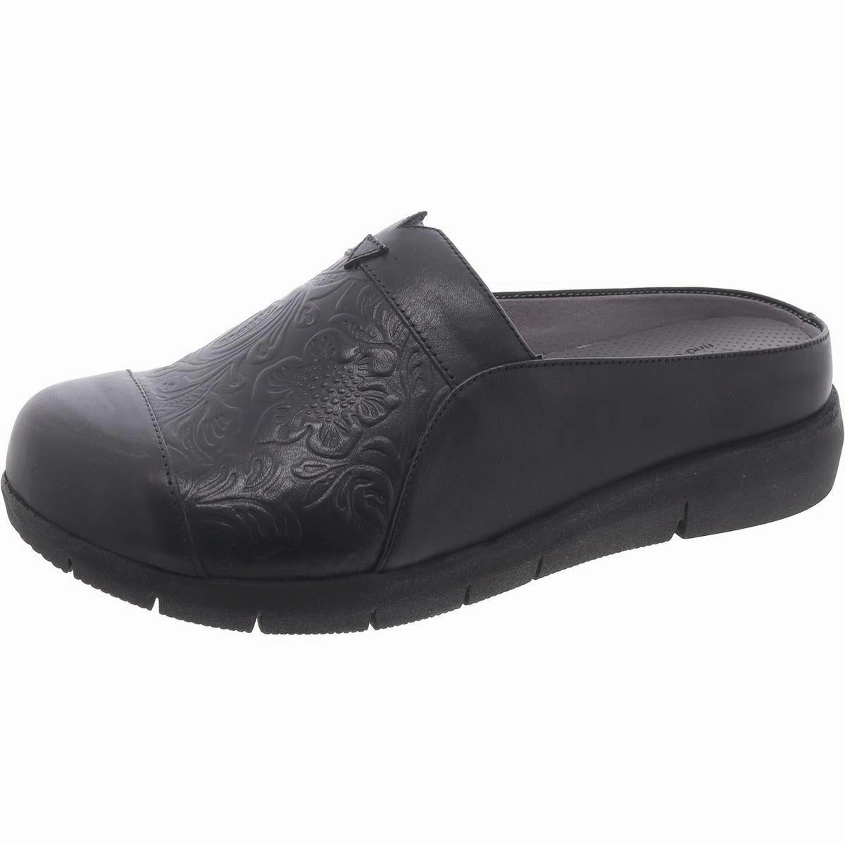 San Marcos Womens Leather Removable Insole Slide Sandals