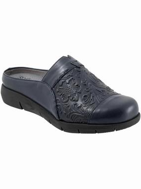 San Marcos Womens Leather Removable Insole Slide Sandals Promo offer on Womens Sandals