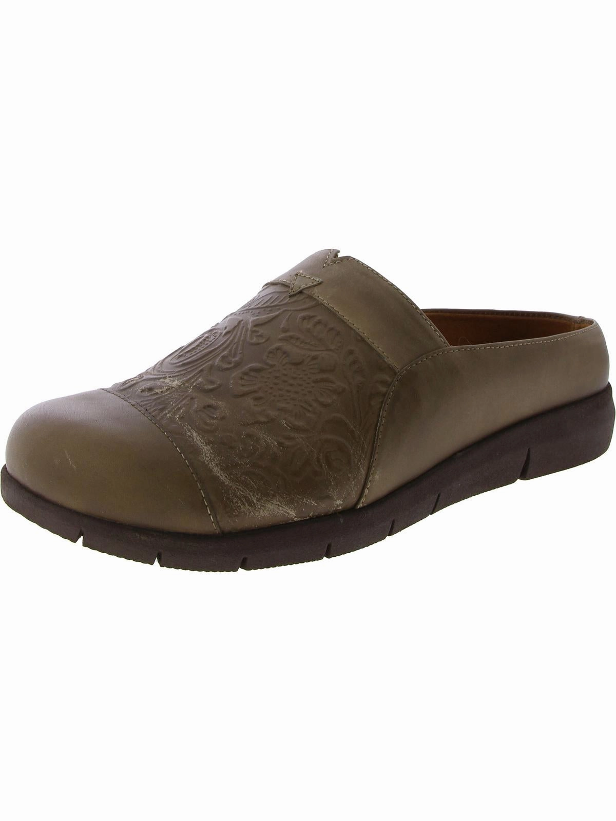 San Marcos Womens Leather Removable Insole Slide Sandals