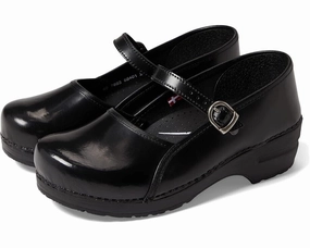 Sanita Clare Clogs Women's US 7 Black Leather Round Toe Adjustable Buckle ZPO830 (Black,7) Womens Athletic Footwear online shop