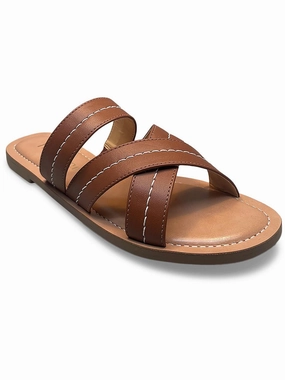Sara Stitch Womens Criss-Cross Front Slip-On Slide Sandals Buy Womens Sandals with promo