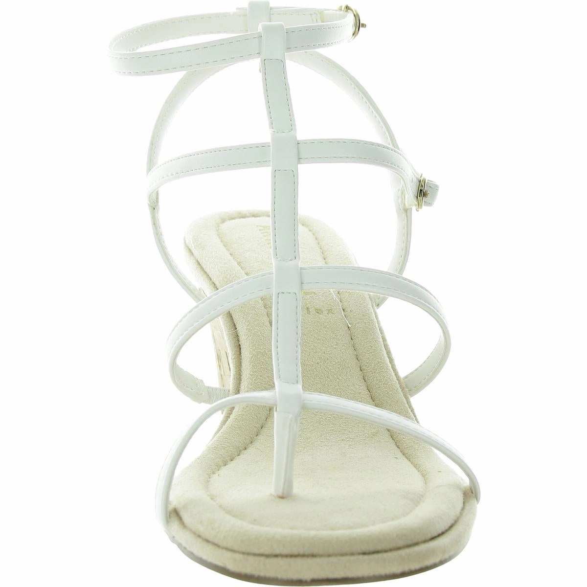 Seville  Womens Cork Faux Leather Wedge Sandals