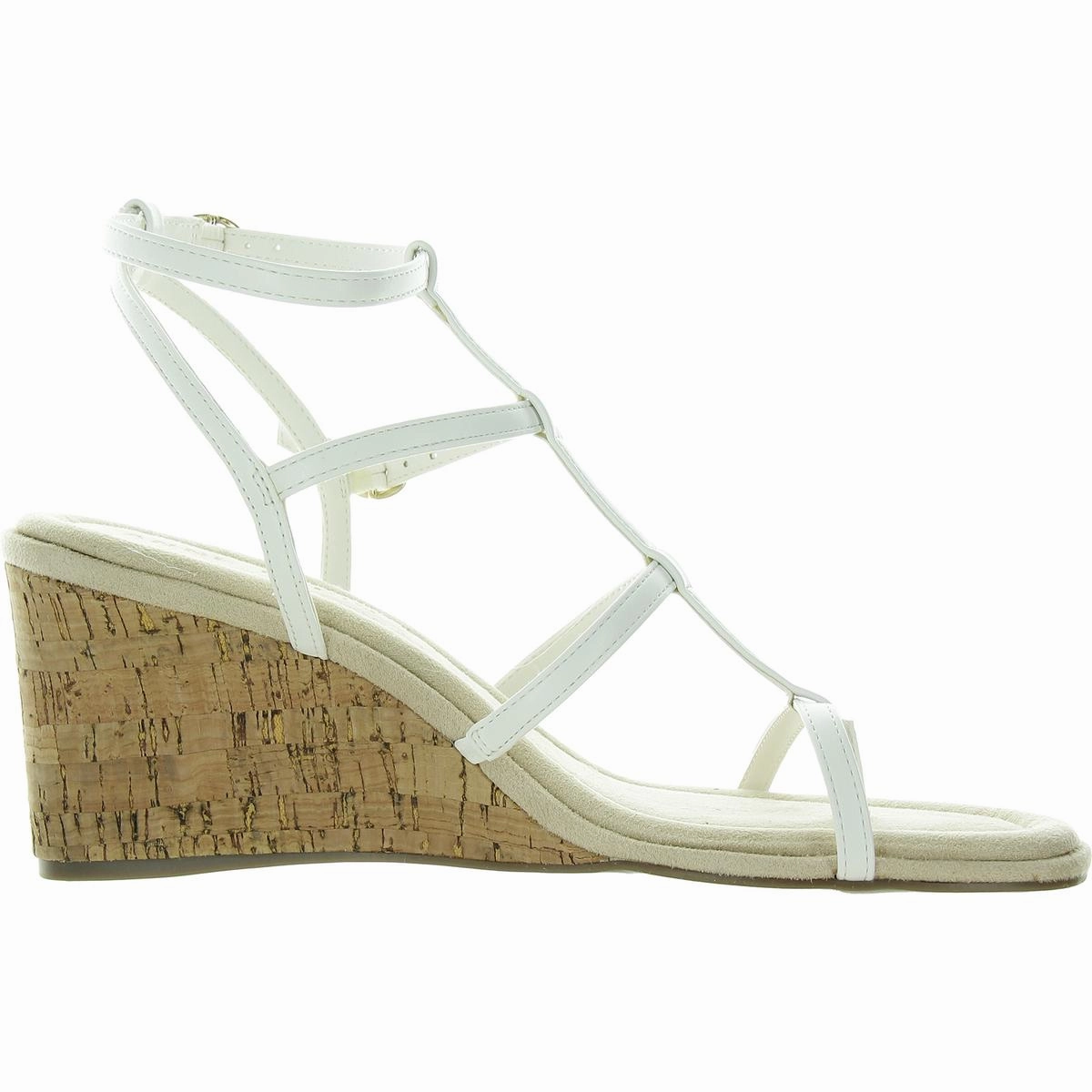 Seville  Womens Cork Faux Leather Wedge Sandals