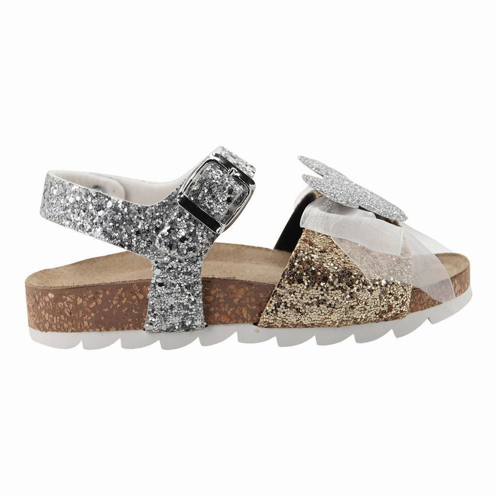 Silver Minnie Motif Sandals