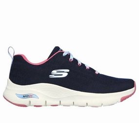 Skechers Arch Fit Comfy Wave 149414-NVHP Women's 5 Navy Lifestyle Shoes EEE3763 (Blue,5) Womens Athletic Footwear online shop