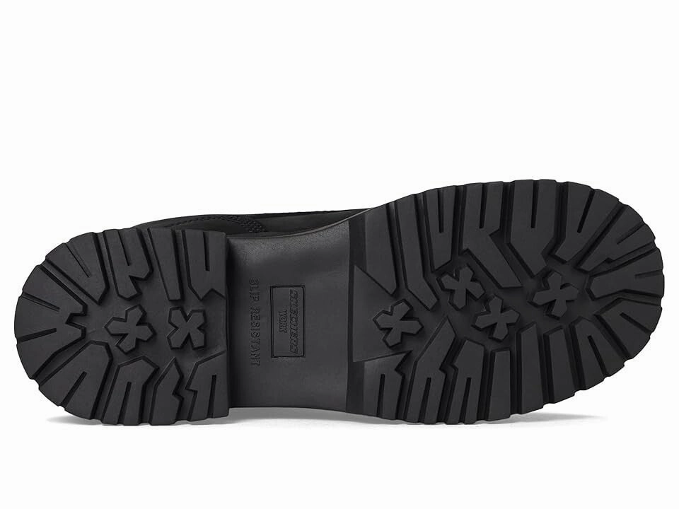 Skechers Foxgrove Women 8.5 Black Leather Memory Foam Comp Toe Work Boot ZOGG112