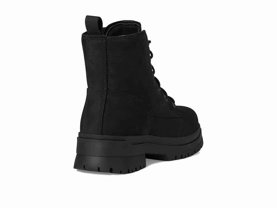 Skechers Foxgrove Women 8.5 Black Leather Memory Foam Comp Toe Work Boot ZOGG112