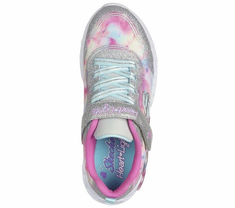 Skechers Heart Lights 303753L-SMLT Sneaker Kids 13.5 Sliver Glitter Shoes FZP174 (White,13.5)