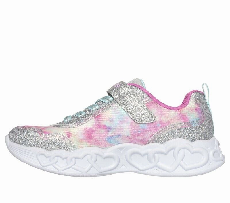 Skechers Heart Lights 303753L-SMLT Sneaker Kids 13.5 Sliver Glitter Shoes FZP174 (White,13.5)