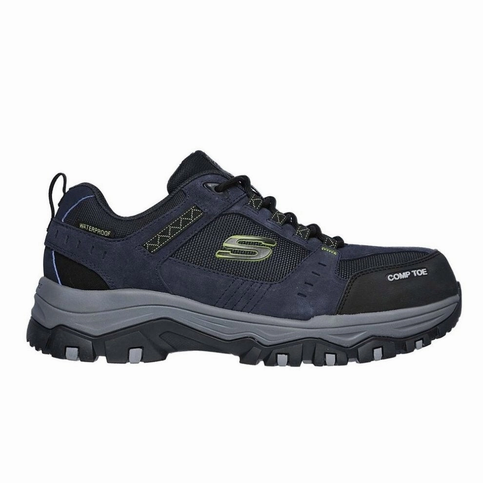 Skechers Work Greetah 77183EC Sneakers Mens 9 Navy Black Comp Toe Shoes EEE4123