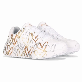 Skechers X Jgoldcrown Uno Lite 314067L-WTGD Sneaker Kid 12.5 White Casual ZPO534 (White,12.5) Girls Athletic Shoes on sale