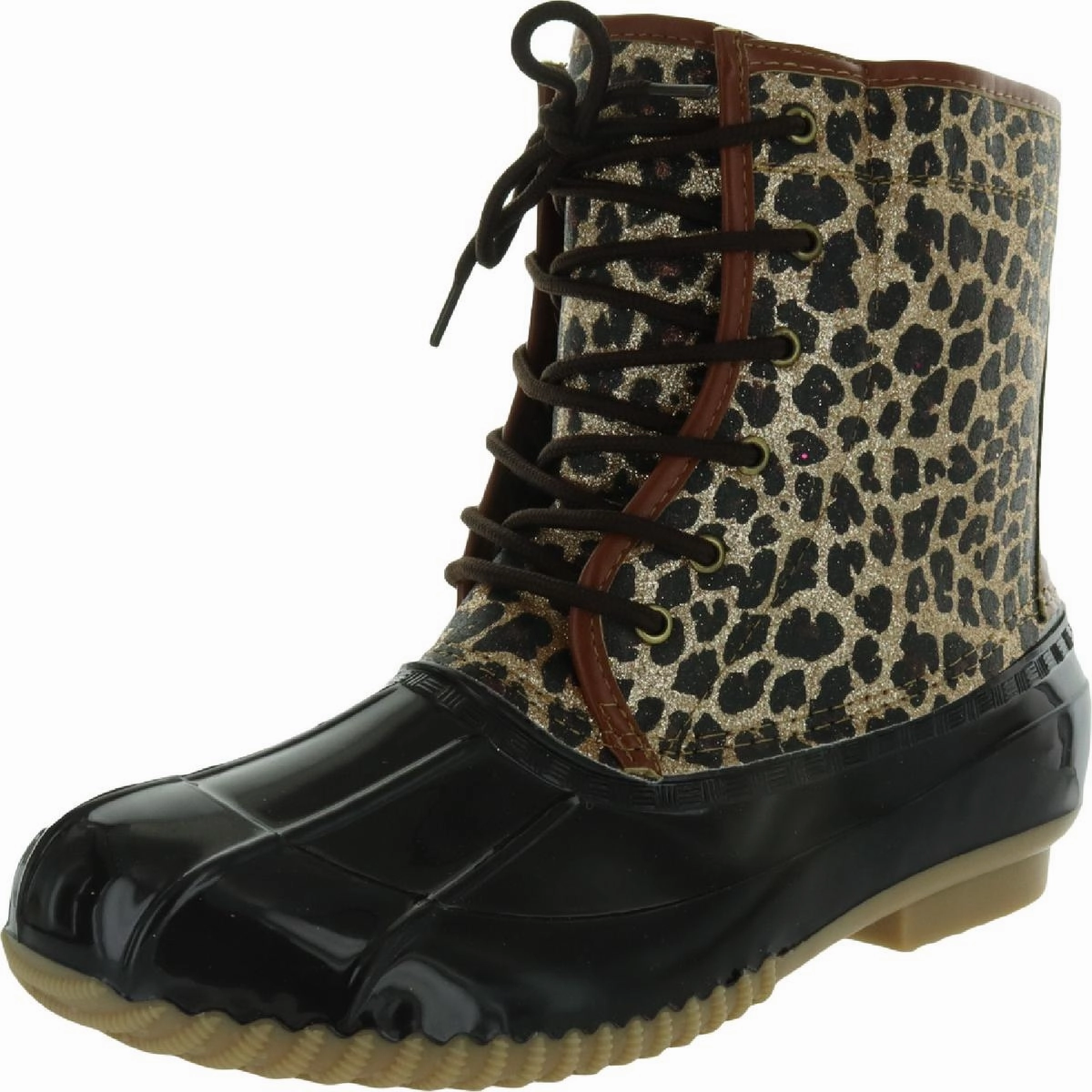Skipper Womens Glitter Fleece-Lined Combat & Lace-up Boots