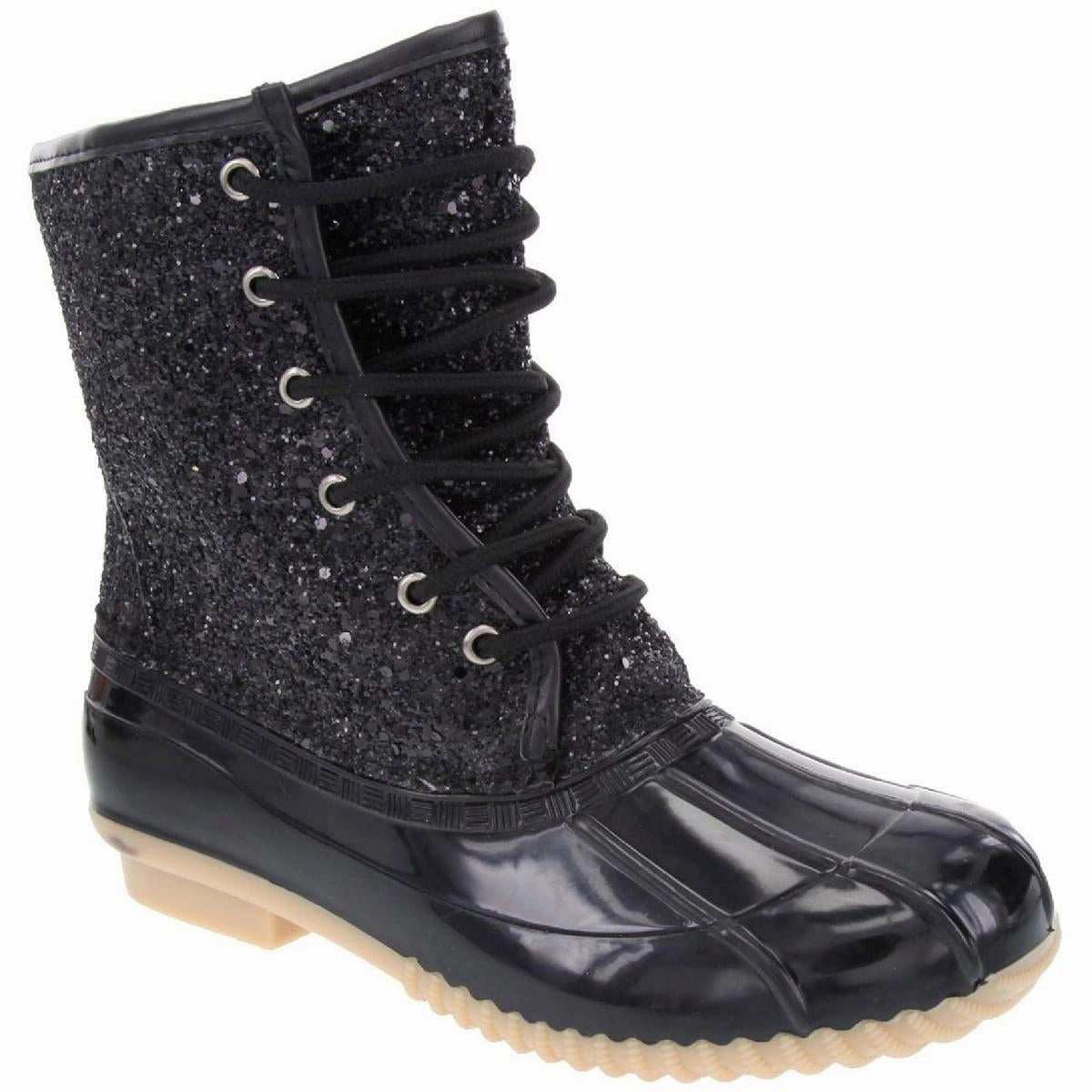 Skipper Womens Glitter Fleece-Lined Combat & Lace-up Boots