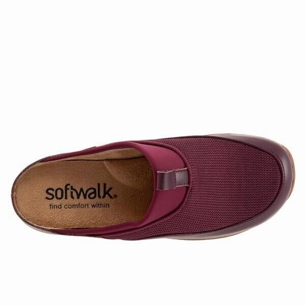 SoftWalk Aberdeen Mule Womens 10.5 Burgundy Leather Slip On Comfort Shoes KHD751