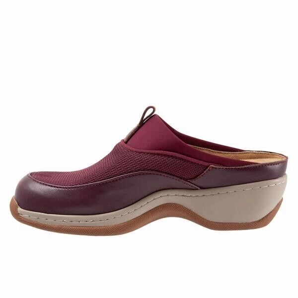 SoftWalk Aberdeen Mule Womens 10.5 Burgundy Leather Slip On Comfort Shoes KHD751