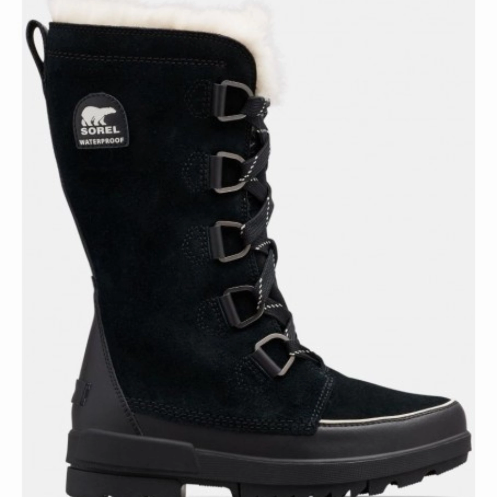 Sorel Tivoli IV Tall 1870101 Women's 6.5 Black Suede Faux Fur Snow Boots EEE3817