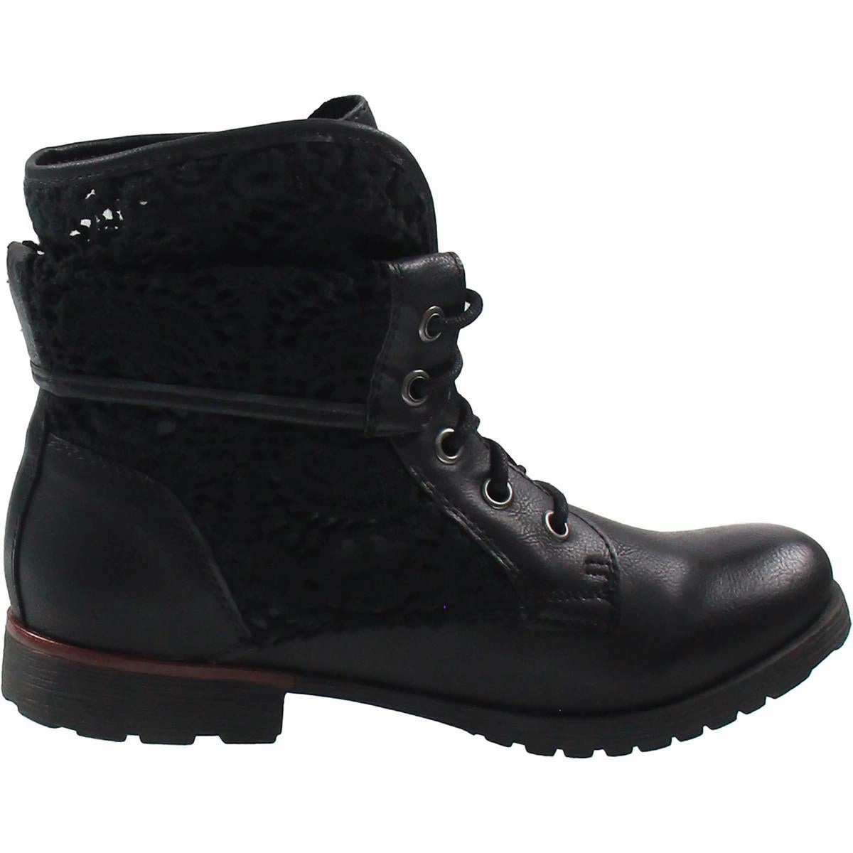 Spraypaint-Q Womens Faux Leather Ankle Combat Boots